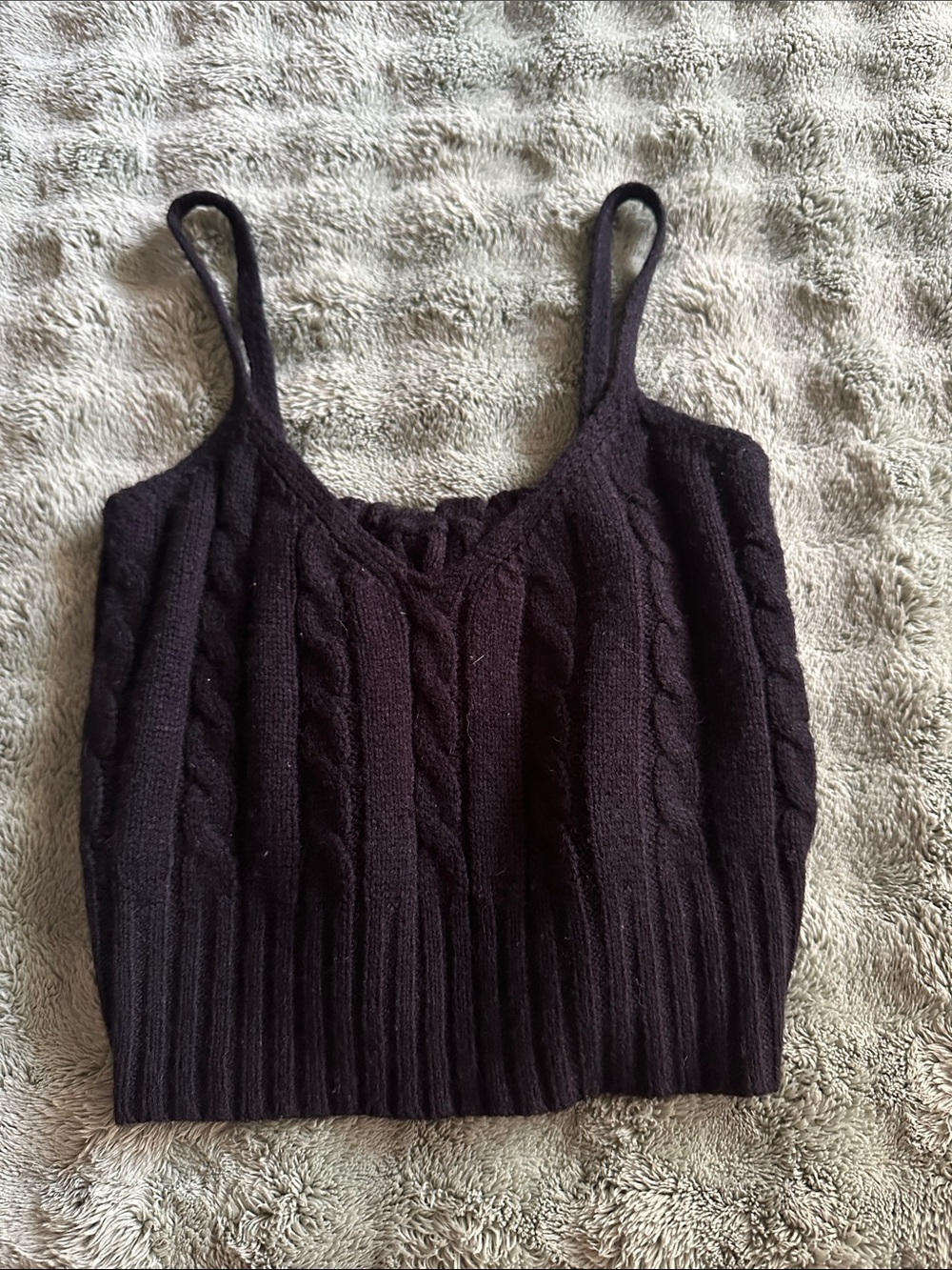 SHEIN Black Cable Knit Cropped Camisole